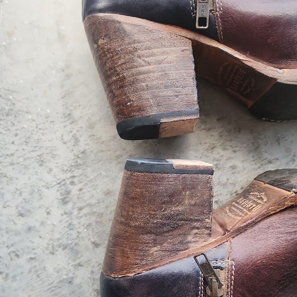 Bed Stu Yell Two-Tones Black-Brown Leather Ankle Boots - Picture 8 of 13
